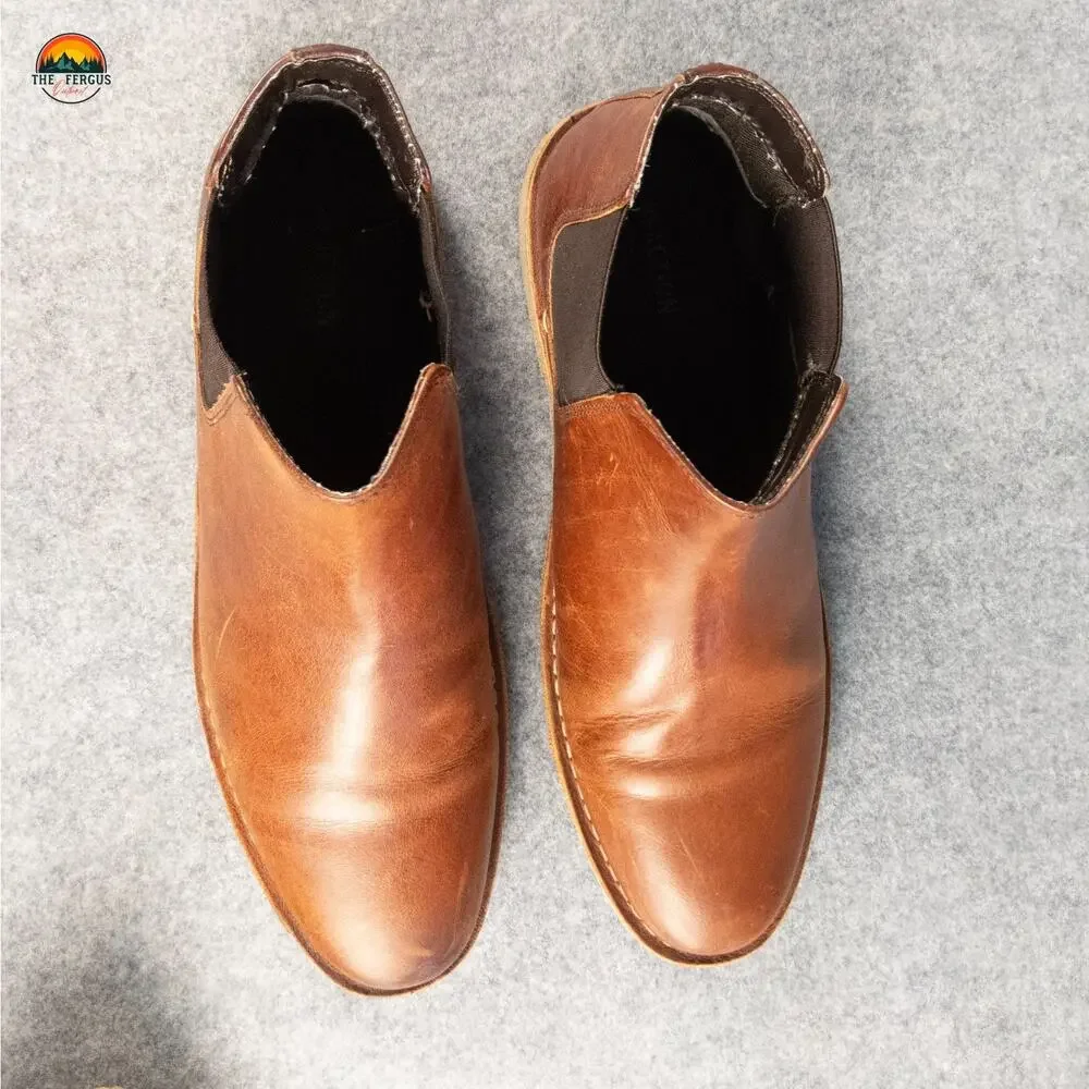 Kenneth Cole Reaction Chelsea Boots Brown Leather Pull-On Classic Men's Size 10
